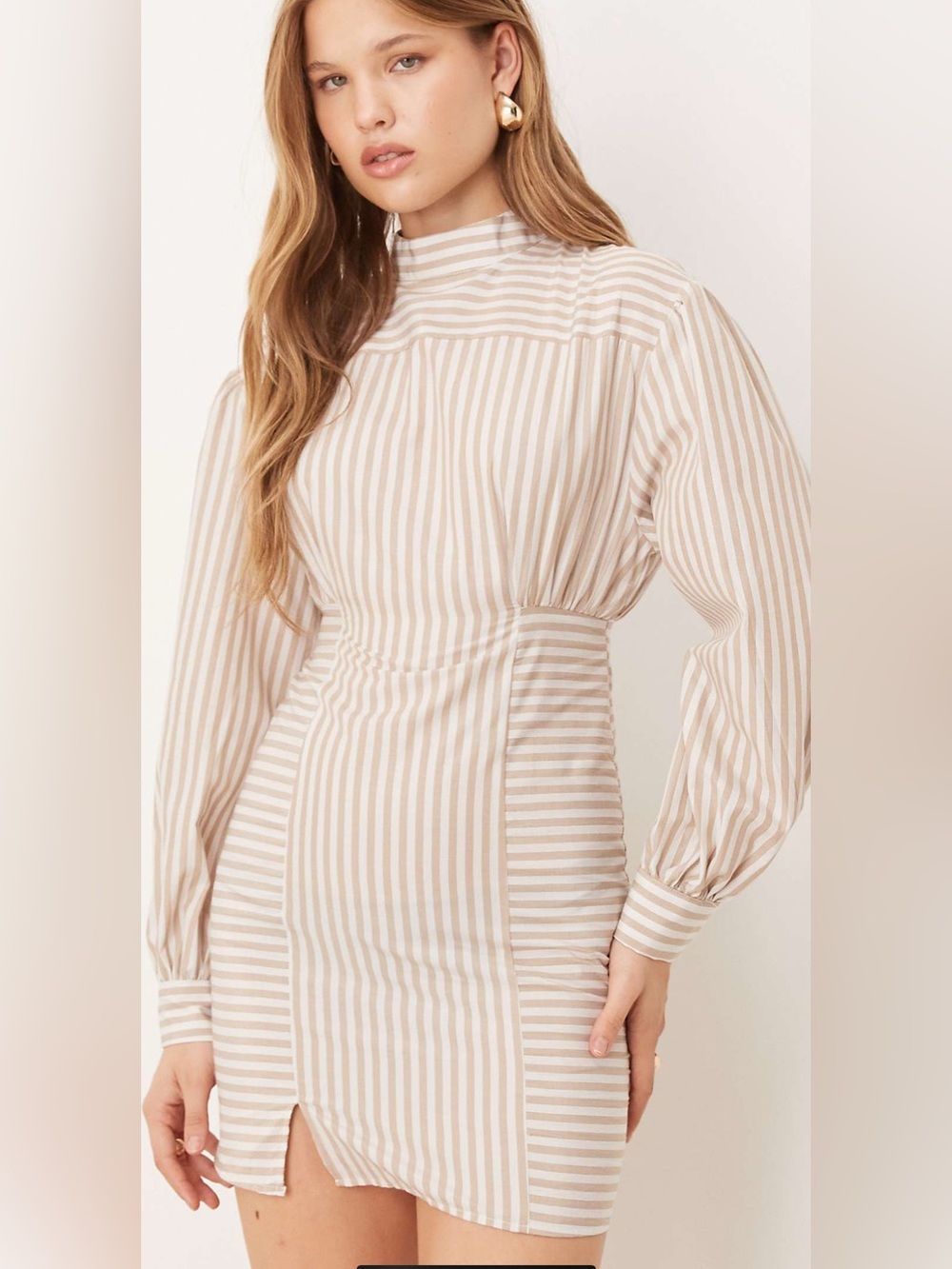 ASOS Beige Striped Mini Dress